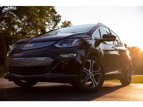 A Chevrolet Bolt electric vehicle (EV) in West Bloomfield, Michigan, U.S., on Monday, Aug. 30, 2021. General Motor Co. has recalled every Chevrolet Bolt it has built due to the risk of battery fires and warned owners not to park them in their garage--leaving owners frustrated.