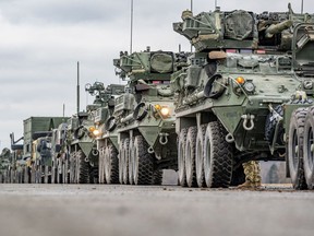 US Army Stryker armored vehicles. Photographer: Armin Weigel/picture alliance/Getty Images