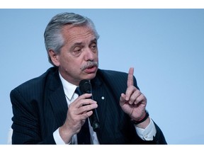 Alberto Fernandez, Argentina's president, at the Paris Peace Forum in Paris, France, on Friday, Nov. 11, 2022. The fifth edition of the Paris Peace Forum, that brings together representatives from states, international organizations, businesses, development banks, foundations and NGOs from around the world, runs through Nov. 12.?