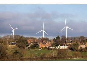 Wind turbines near Rushton, UK.