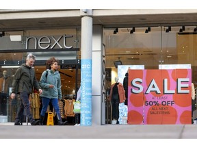 A Next Plc store in Bury St. Edmunds, UK, on Wednesday, Jan. 4, 2023. Next will release a sales and revenue update on Thursday, as analysts see the retailer reporting a strong end to the year.