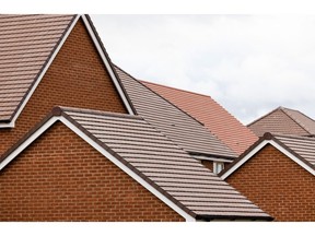 Roofs of completed houses at a Taylor Wimpey Plc residential housing construction site in Hoo, UK, on Monday, Jan. 9, 20233. Taylor Wimpey is due to give a trading update on Friday. Photographer: Chris Ratcliffe/Bloomberg