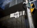 A Bay Street sign in Toronto's financial district.