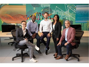 BenchSci leaders (from left to right): Tom Leung (Co-Founder and Chief Scientist), Elvis Wianda (Co-Founder and Chief Data Officer), Liran Belenzon (CEO and Co-Founder), Casandra Mangroo (SVP, Product and Science), Luigi Gentile (Chief Revenue Officer)