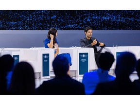Adrian Grenier, environmental activist and actor speaks during the Zayed Sustainability Prize Forum in Abu Dhabi, UAE