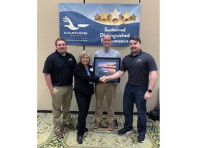 Enviva's Justin Milteer, Elizabeth River Project Executive Director Marjorie Mayfield Jackson, Enviva Port Manager Rhandy McGlothlin, and Enviva's Bruce Trask at the Elizabeth River Project's Annual Recognition Luncheon.