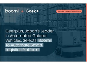 Geekplus, Japan's Leader In Automated Guided Vehicles, Selects Boomi To Automate Smart Logistics System