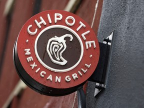 The Chipotle logo outside a store in New York.