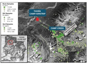 Location Map of the Camp Creek Target and Copper Geochemistry.