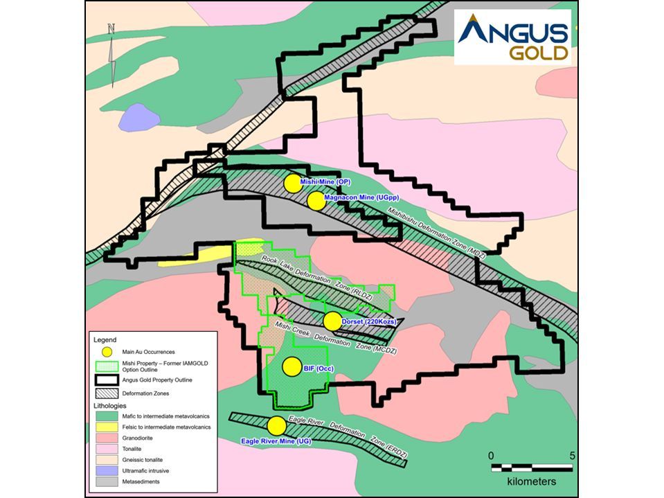 Angus Gold Completes 100% Earn-in of the Mishi property from IAMGOLD, Golden Sky project, Wawa