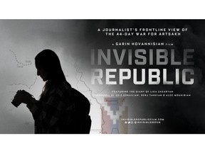Invisible Republic is a feature documentary inspired by the explosive wartime online diary of Lika Zakaryan, which exposes the horrific reality of each of the 44 days of Azerbaijan's brutal aggression during the war and reveals the pattern of intention that is now being played out by depriving innocent civilians of life-sustaining essentials.