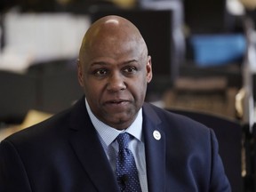 United Auto Workers President Ray Curry is interviewed, Thursday, Jan. 19, 2023, in Detroit.