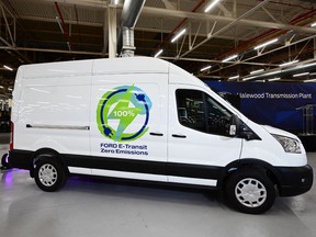 A Ford E-Transit van.