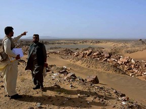 Local officials visit the gold and copper mine site, in Reko Diq district in southwestern Pakistan's Baluchistan province, in 2017.
