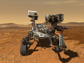 An illustration of the Mars Perseverance rover. A piece of technology used by NASA to scan for signs of life on Mars could soon be used by oilsands companies to dramatically reduce the use of steam in the oil recovery process in order to slash greenhouse gas emissions.