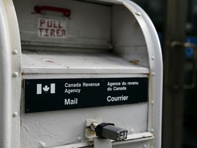 A Canada Revenue Agency mailbox stands in Toronto.