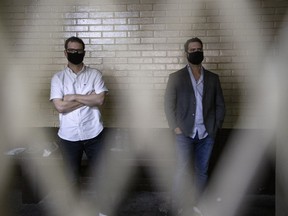 FILE - The sons of Panama's former President Ricardo Martinelli, Ricardo Martinelli Linares, right, and his brother Luis Enrique Martinelli Linares stand inside a holding cell at the court building in Guatemala City, July 7, 2020, after they were detained on an international warrant from Interpol on charges of conspiracy to commit money laundering. Panamanian authorities are waiting for their return to Panama on Jan. 25, 2023 after serving a sentence in the United States for laundering millions of dollars in bribes from the Brazilian construction company Odebrecht.