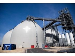 Biomass fuel storage at the Drax power station near Selby, UK. Photographer: Simon Dawson/Bloomberg