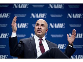 Neel Kashkari, president and chief executive officer of the Federal Reserve Bank of Minneapolis, speaks during a discussion at the National Association for Business Economics economic policy conference in Washington, D.C., U.S., on Monday, March 6, 2017. Kashkari spoke about the impact of banking regulation, and his "Minneapolis Plan" to end the too-big-to-fail problem among financial institutions.