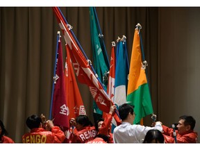 A trade union members assemble for a rally in Tokyo. Photographer: Akio Kon/Bloomberg