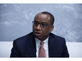Daniel Mminele, deputy governor of the South African Reserve Bank, speaks during an interview on the sidelines of the G-20 finance ministers and central bankers meetings in Buenos Aires, Argentina, on Saturday, July 21, 2018. Mminele joined a growing chorus of finance and central bank officials pushing back on U.S. President Donald Trump's comments on trade and central banks.