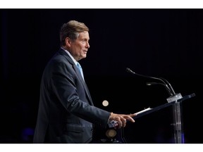 John Tory, mayor of Toronto, speaks during the International Economic Forum of the Americas (IEFA) Toronto Global Forum in Toronto, Ontario, Canada, on Wednesday, Sept. 4, 2019. The Toronto Global Forum is a non-profit organization fostering dialogue on national and global issues that brings together heads of states, central bankgovernors, ministers and global economic decision makers.