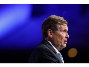 John Tory, mayor of Toronto, speaks during the International Economic Forum of the Americas (IEFA) Toronto Global Forum in Toronto, Ontario, Canada, on Wednesday, Sept. 4, 2019. The Toronto Global Forum is a non-profit organization fostering dialogue on national and global issues that brings together heads of states, central bankgovernors, ministers and global economic decision makers. Photographer: Cole Burston/Bloomberg
