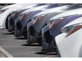New Toyota Motor Corp. vehicles sit parked at a Toyota Logistics Services Inc. automotive processing terminal at the Port of Los Angeles in Long Beach, California, U.S., on Tuesday, April 28, 2020. As ports struggle to cope with excess auto inventory, they're preparing for an even worse outcome -- deliveries stopping altogether as the recession digs deeper. Photographer: Bing Guan/Bloomberg