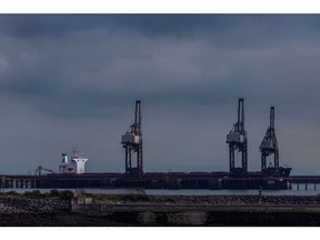 Ship to shore cranes at Port Talbot, operated by Associated British Ports, near the steel works, operated by Tata Steel Ltd., in Port Talbot, UK, on Wednesday, Aug. 17, 2022. Europe's heavy industry is buckling under surging power costs which are hitting energy-intensive manufacturers the hardest.