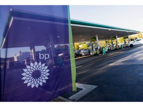 A sign at the entrance to a BP Plc petrol station. Photographer: Chris Ratcliffe/Bloomberg