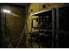 Mining rigs in a cryptocurrency mining farm in Arnhem, Netherlands