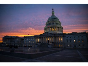 The US Capitol at sunset during a meeting of the 118th Congress in Washington, DC, US, on Wednesday, Jan. 4, 2023. McCarthy and his lieutenants abandoned plans to seek to adjourn the House immediately after convening at noon, moving instead to a fourth vote for the next speaker.