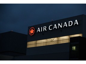 Air Canada signage on the side of a building at Toronto Pearson International Airport (YYZ) in Toronto.