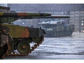 Leopard 2 A6 main battle tanks.