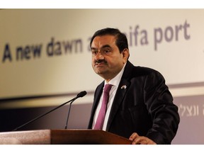 Gautam Adani, billionaire and chairman of Adani Group, speaks during an event at the Port of Haifa in Haifa, Israel, on Tuesday, Jan. 31, 2023. Adani, the Indian billionaire whose business empire was rocked by allegations of fraud by short seller Hindenburg Research, said his company will make more investments in Israel.