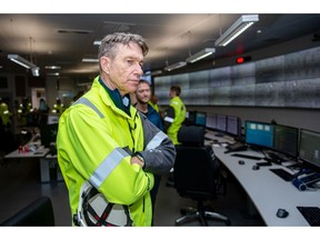 Petroleum and Energy Minister Terje Aasland inside the control room of Equinor's Johan Sverdrup oil field.