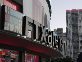 The FTX logo is shown on the FTX Arena, where the Miami Heat NBA basketball team play, in Miami, Fla., Tuesday, Dec. 6, 2022.&ampnbsp;The Canadian Securities Administrators (CSA) has set out new rules for unregistered cryptocurrency trading platforms operating in Canada following a wave of bankruptcies in the space including FTX, Voyager Digital and Celsius Network.