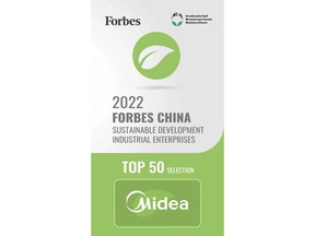 Midea Group Awarded as 2022 Forbes China TOP 50 Sustainable Development Industrial Enterprises