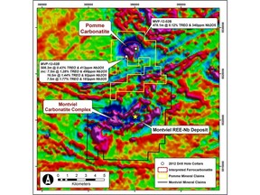 Airborne magnetic image of the Pomme Project and Montviel Deposit.