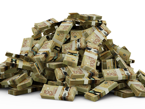 A pile of bundles of $100 bills