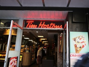 A Tim Horton's cafe in Manhattan, New York City.