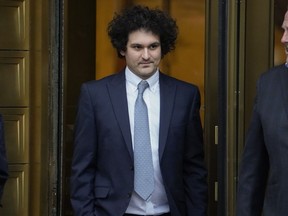 FTX founder Sam Bankman-Fried leaves Manhattan federal court in New York, Thursday, Feb. 16, 2023. The FTX founder returned to a New York courtroom for the second time in two weeks to explain why he keeps accessing parts of the internet that the government can't monitor and how it might affect his bail