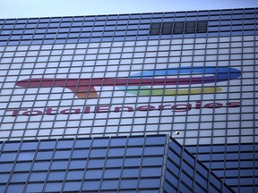 FILE - The logo of the 187-meters (613-foot) TotalEnergies headquarters tower is pictured in La Defense business district outside Paris, Tuesday, Sept.7, 2021. France's TotalEnergies SE doubled its profits in 2022, joining other international oil and gas companies in fattening their bottom lines as high energy prices surged after Russia's invasion of Ukraine. Adjusted net income rose to $36.2 billion, up from $18.1 billion in 2021, the company said Wednesday Feb.8, 2023.