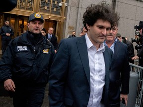 Former FTX chief executive Sam Bankman-Fried, who faces fraud charges over the collapse of the bankrupt cryptocurrency exchange, leaves the Manhattan court after pleading not guilty on Jan. 3, 2023.