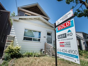 A real estate sign outside a home in Toronto.