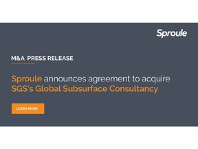 Sproule is pleased to announce an agreement to acquire SGS S.A.'s ("SGS") Subsurface Consultancy ("SSC") based in the Netherlands. This acquisition combines SSC's deep bench and extensive track record in reservoir studies, expert witness testimony, and advisory services with Sproule's growing global platform. The combined expertise, industry contacts, and technical acumen will offer an even more compelling value proposition to clients. SSC will be integrated with Sproule's existing team in the Netherlands. The transaction is set to close on March 1, 2023.