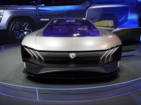 The Peugeot Inception Concept car is on display at the Stellantis booth during the CES tech show Friday, Jan. 6, 2023, in Las Vegas. Stellantis North America says Jason Stoicevich will take over the leadership of its Canadian operations, effective immediately. THE&ampnbsp;CANADIAN PRESS/AP/John Locher