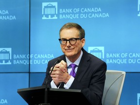 Tiff Macklem, Governor of the Bank of Canada, holds a press conference at the Bank of Canada in Ottawa on Wednesday, Jan. 25, 2023. In a first for the Bank of Canada, it has released a summary of deliberations by its governing council regarding its policy decision to raise its key interest rate target by a quarter of a percentage point to 4.5 per cent in January.