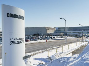 Bombardier says it earned a fourth-quarter profit of US$241 million, up from US$238 million in the same quarter last year. A Bombardier plant is seen in Montreal on Thursday, February 11, 2021.