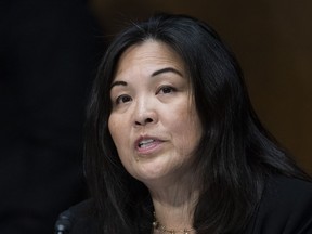 FILE - Julie Su, of Calif., speaks during a hearing of the Senate Health, Education, Labor and Pensions Committee for her to be Deputy Secretary of Labor, on Capitol Hill, March 16, 2021, in Washington. President Joe Biden is nominating Julie Su, the current deputy and former California official, as his next Labor Secretary, replacing the departing incumbent, former Boston mayor Marty Walsh.